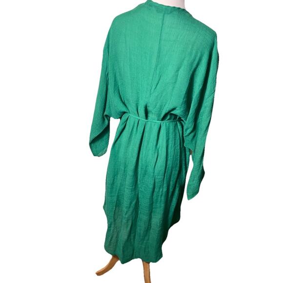 Mlle Gabrielle Green Boho Tassel Dress 2X Retro Beach Cover Up Sheer Belted  - Picture 3 of 7